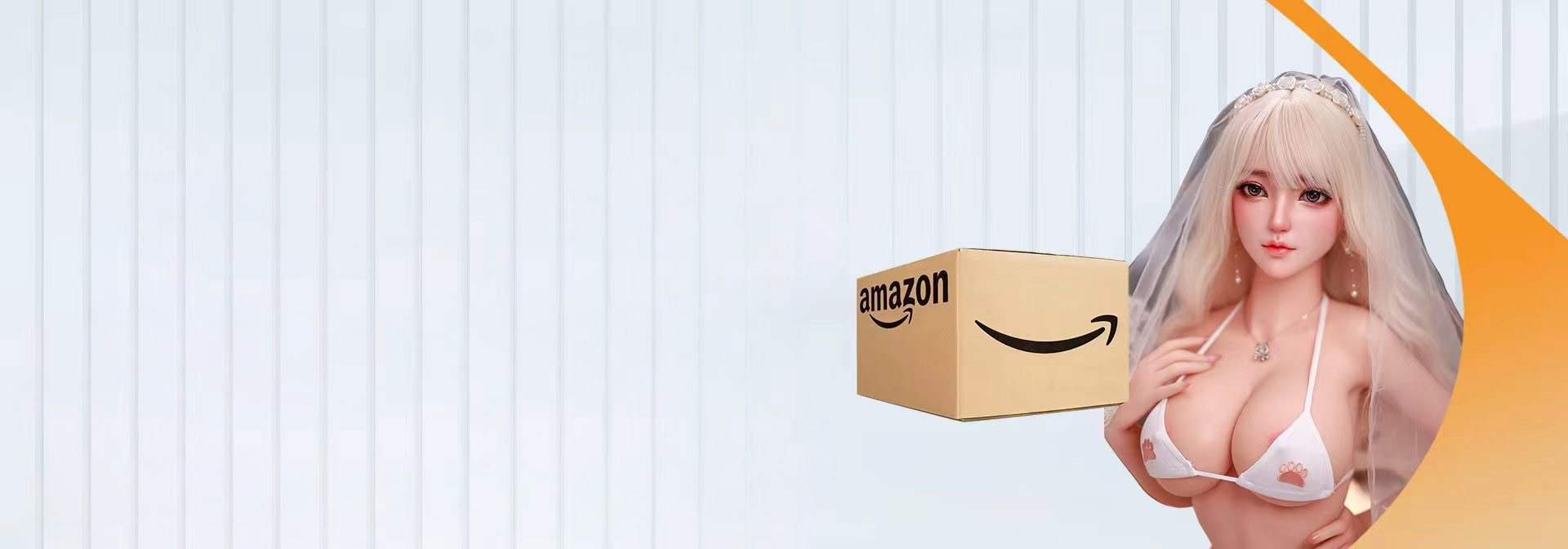 Amazon の箱を持つ Lovestill ラブドール｜Amazon店 購入案内のバナー画像